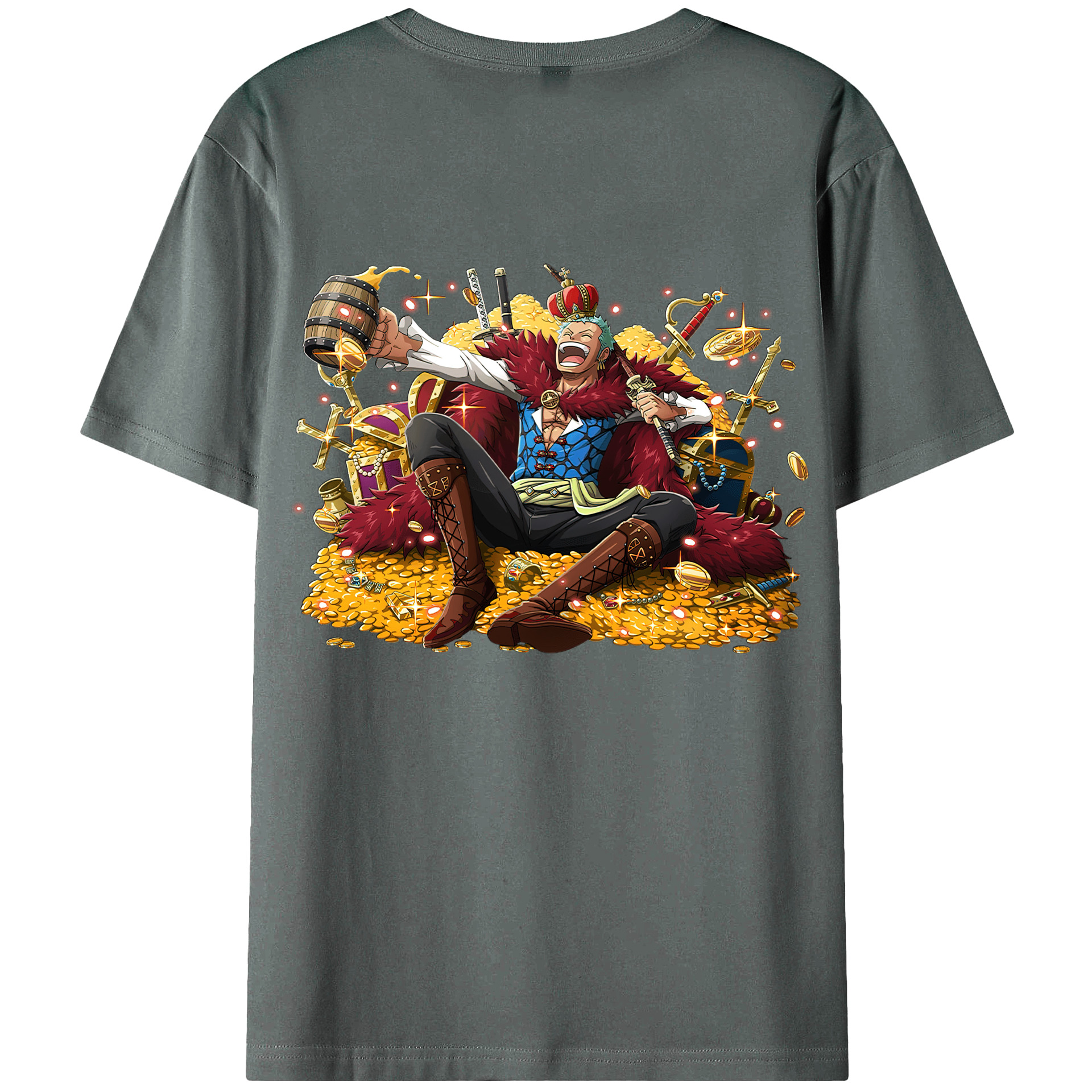 ワンピース ロロノア・ゾロ ONE PIECE Roronoa Zoro 綿100％ メンズ半袖Tシャツ（バックプリント） 通気性